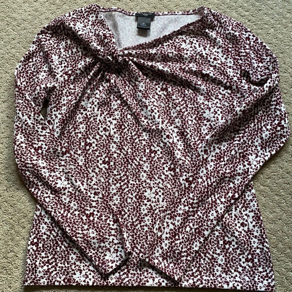Ann Taylor Petite SP Printed Long‑Sleeve Blouse – Excellent Condition